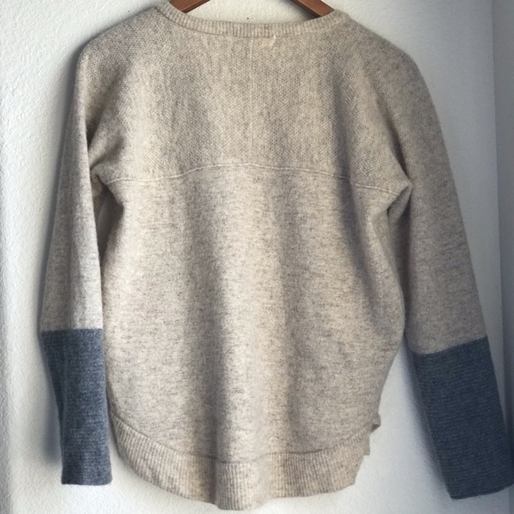 Knit by Note Chic Korean Asymmetrical Long Sleeve Sweater Wool Blend Beige Gray - Picture 2 of 16